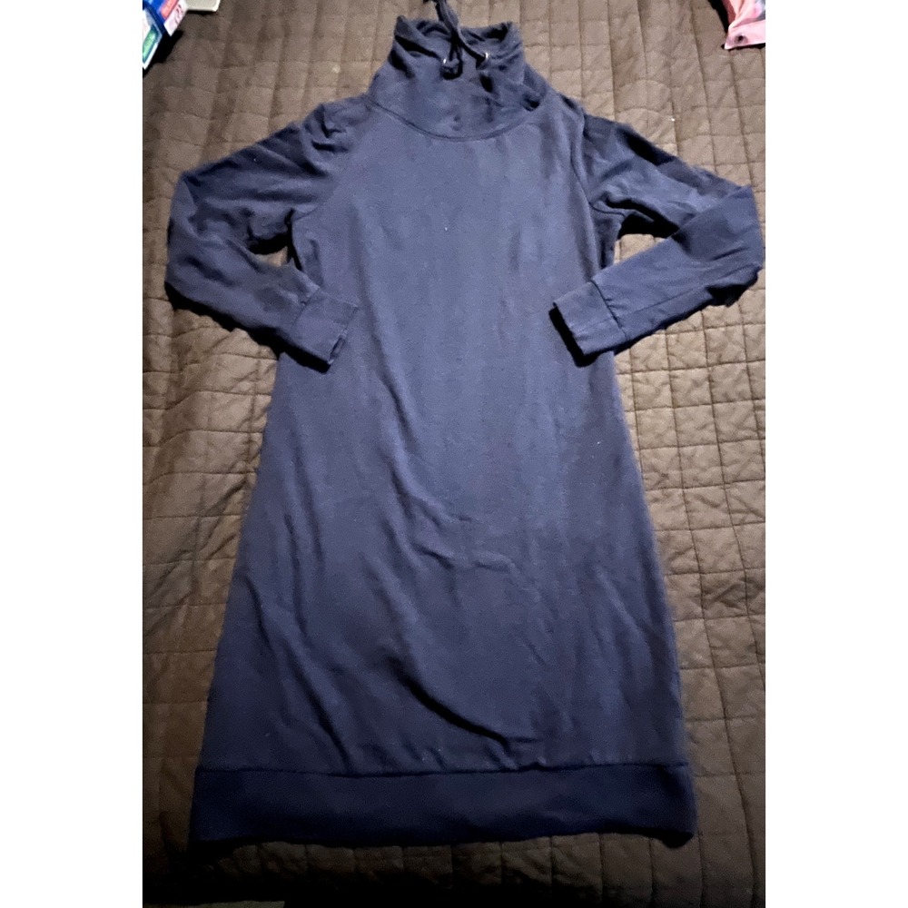 Serra Navy Blue Funnel‎ Neck Long Sleeve Sweatshirt Dress Womens Medium M